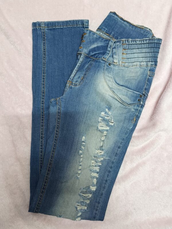 Calça Jeans Sawary Skinny Destroyed Feminina - tamanho 40